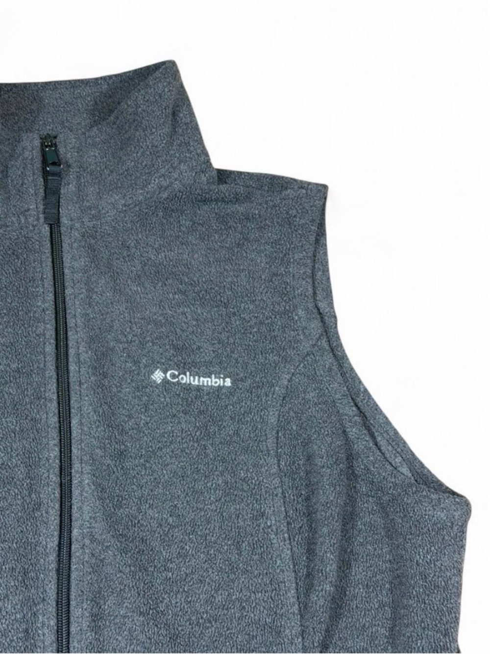Columbia Charcoal Gray Fleece Zip Vest Women's Large Outdoor Hiking - Picture 2 of 6